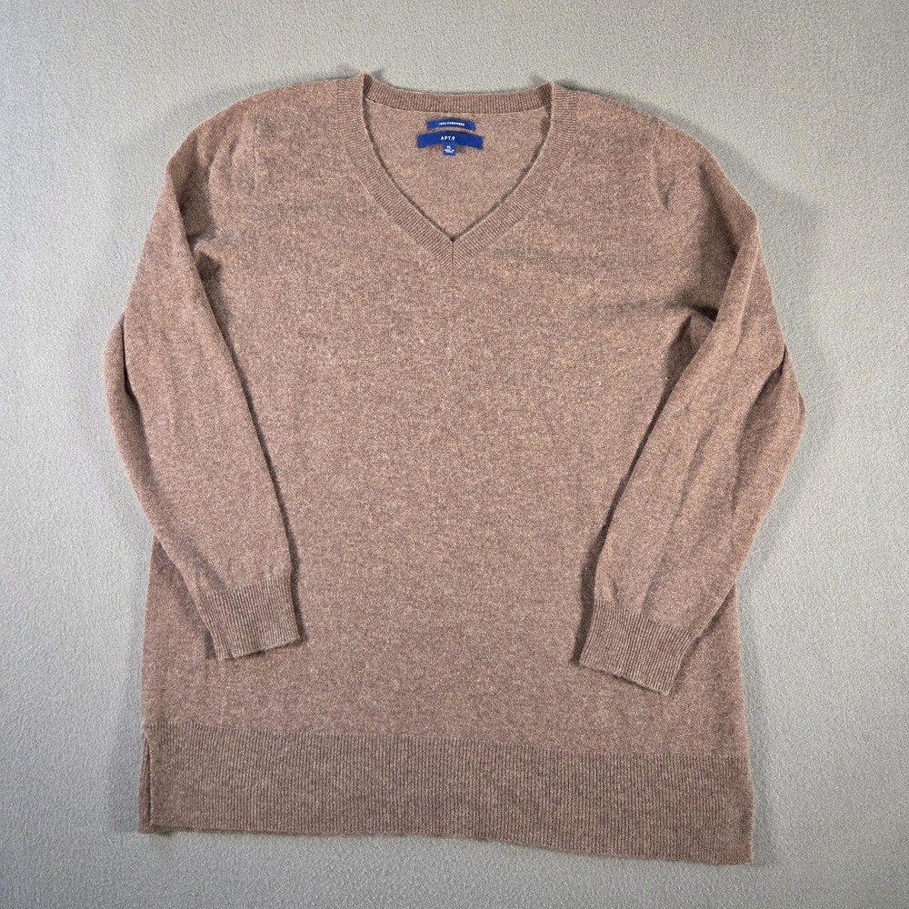 Apt 9 Sweater Womens XL Brown 100% Cashmere V Neck Pullover Jumper Soft